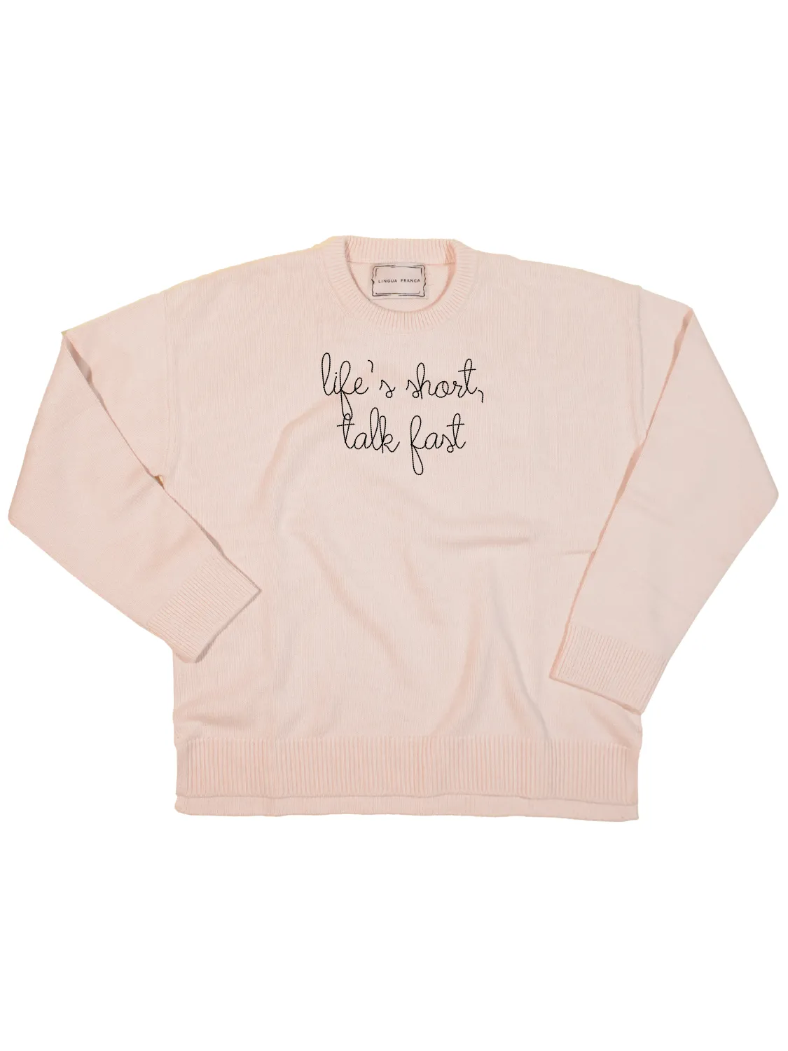 "life's short, talk fast" Maxine Sweater sold by Lingua Franca NYC product image thumbnail 2