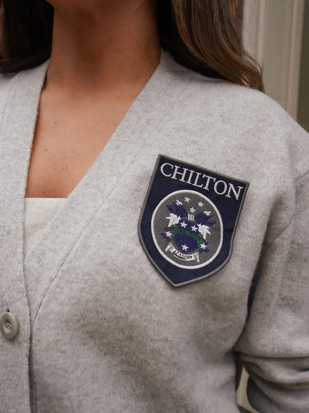"chilton patch" Oversized Wool Cardigan sold by Lingua Franca NYC product image thumbnail 3