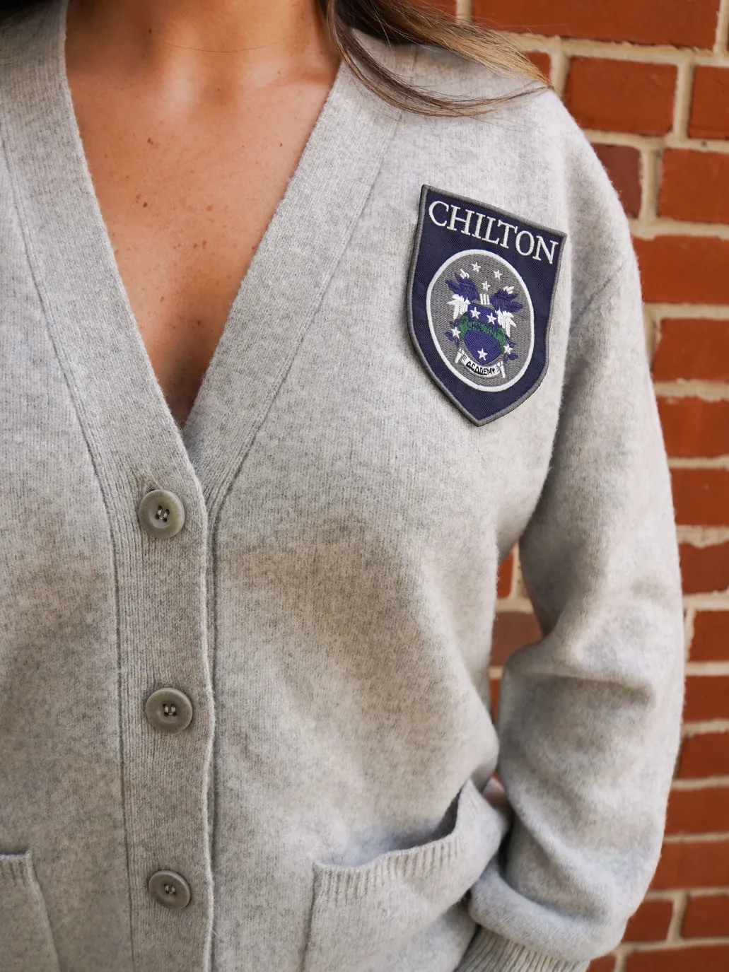 "chilton patch" Oversized Wool Cardigan sold by Lingua Franca NYC product image thumbnail 2