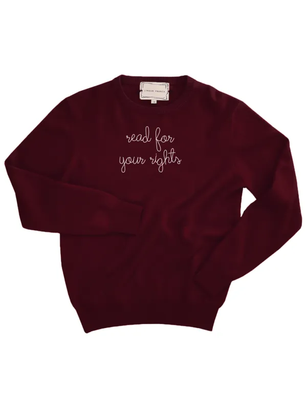"read for your rights" Women's Crewneck sold by Lingua Franca NYC