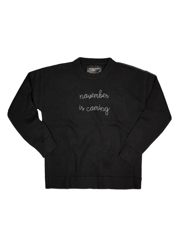 "november is coming" Maxine Sweater sold by Lingua Franca NYC