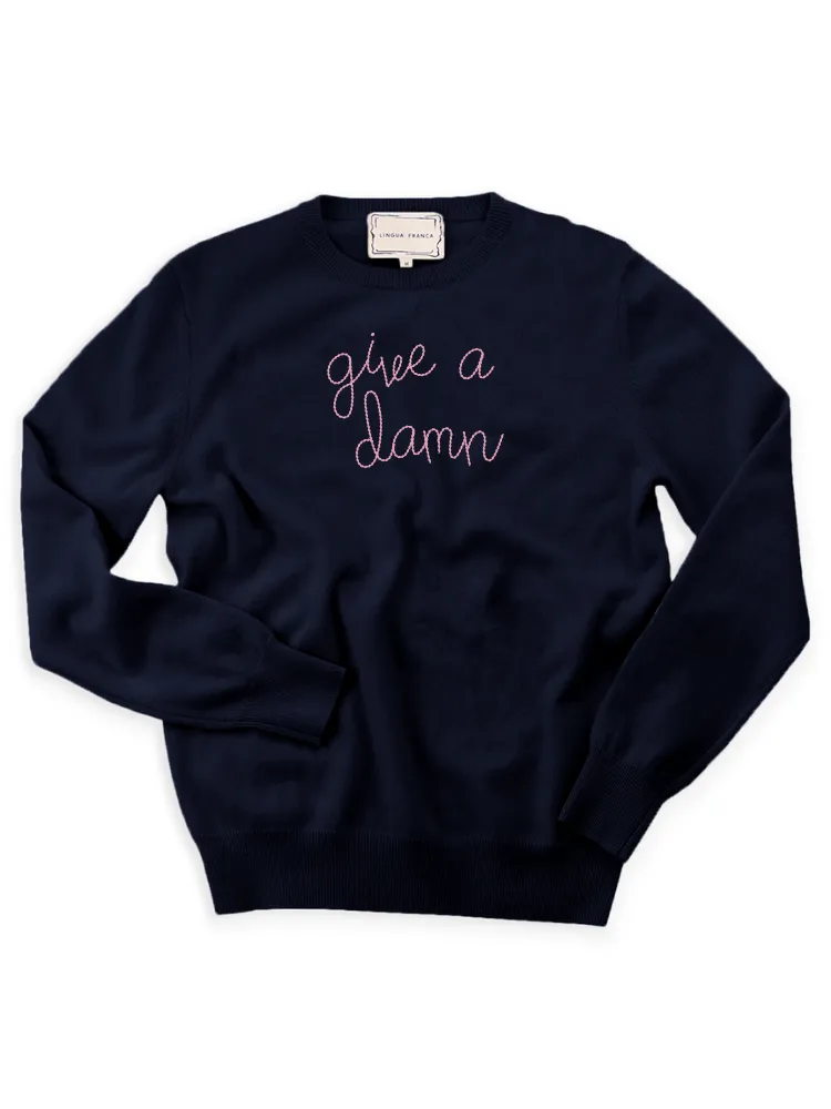 "give a damn" Women's Crewneck sold by Lingua Franca NYC product image thumbnail 5