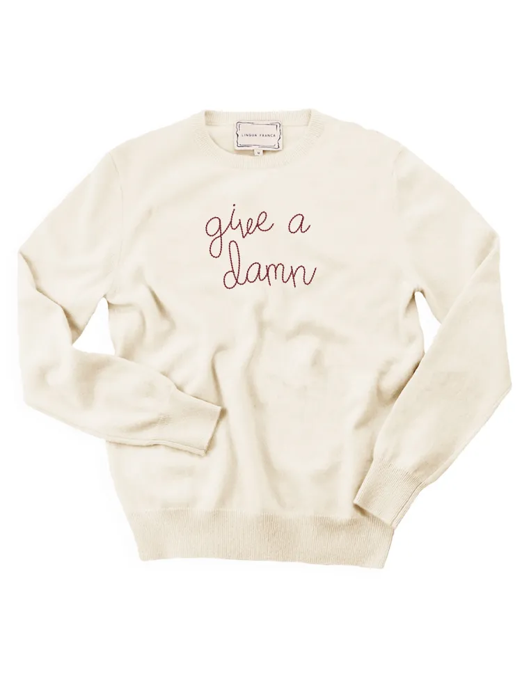 "give a damn" Women's Crewneck sold by Lingua Franca NYC product image thumbnail 2