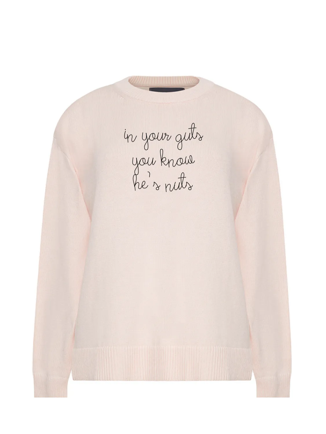 "in your guts you know he's nuts" Maxine Sweater sold by Lingua Franca NYC product image thumbnail 5