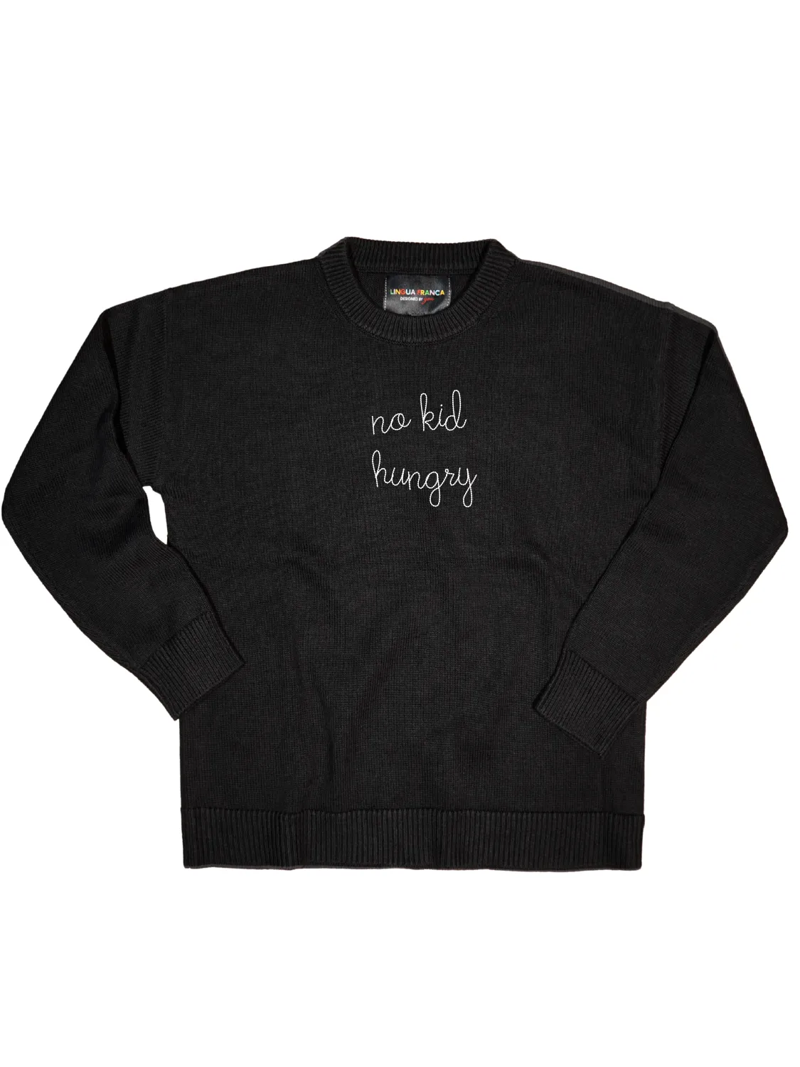 "no kid hungry" Maxine Sweater sold by Lingua Franca NYC product image thumbnail 3