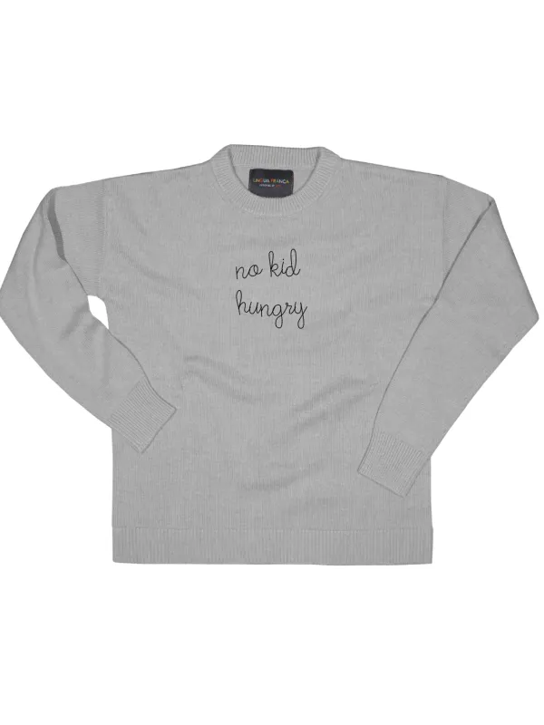 "no kid hungry" Maxine Sweater sold by Lingua Franca NYC