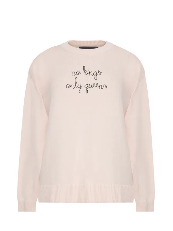 "no kings only queens"  Maxine Sweater sold by Lingua Franca NYC