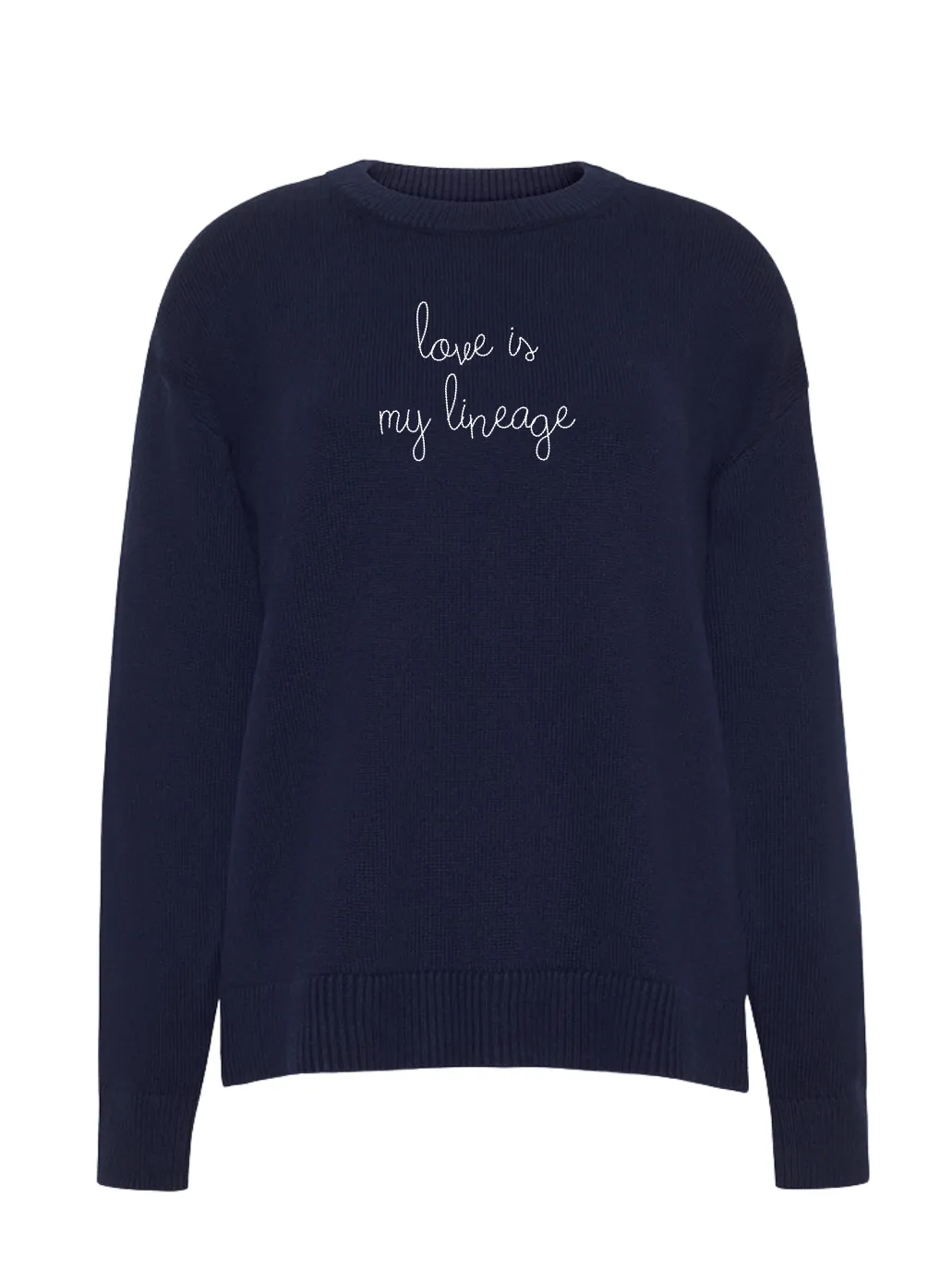 "love is my lineage" Maxine Sweater sold by Lingua Franca NYC product image thumbnail 2