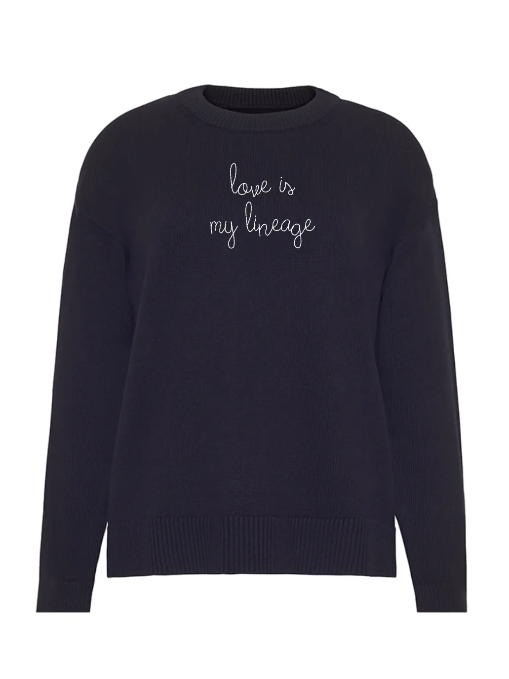 "love is my lineage" Maxine Sweater sold by Lingua Franca NYC product image thumbnail 4