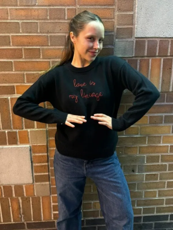"love is my lineage" Maxine Sweater sold by Lingua Franca NYC