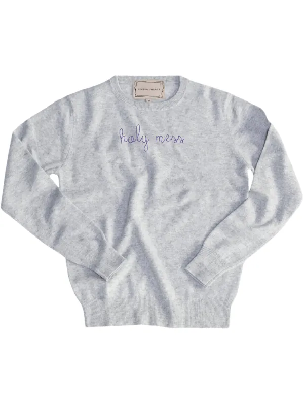 "holy mess" Women's Crewneck sold by Lingua Franca NYC