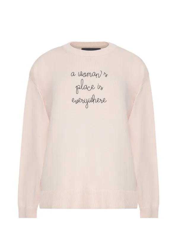 "a woman's place is everywhere" Maxine Sweater sold by Lingua Franca NYC