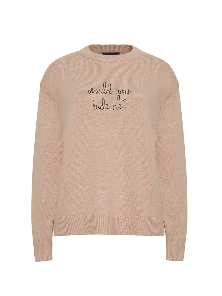 "would you hide me?" Maxine Sweater sold by Lingua Franca NYC product image thumbnail 2