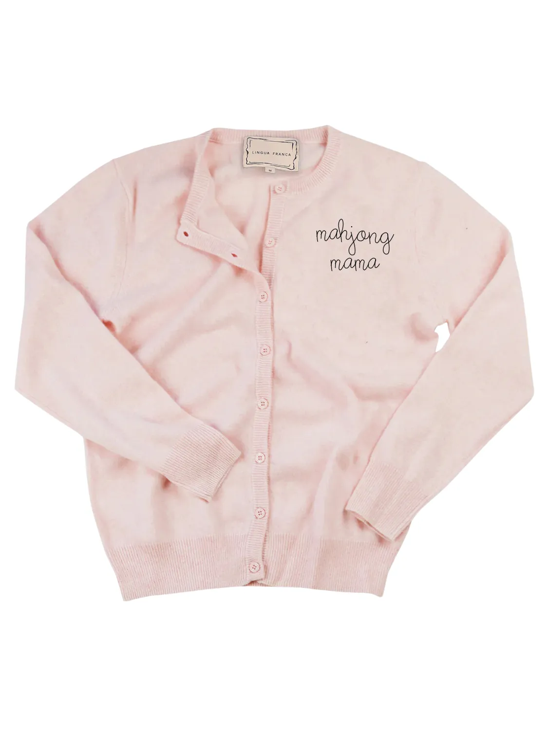 "mahjong mama" Cardigan sold by Lingua Franca NYC
