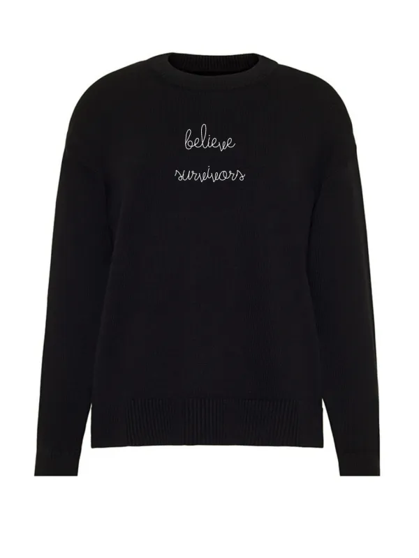 "believe survivors" Maxine Sweater sold by Lingua Franca NYC