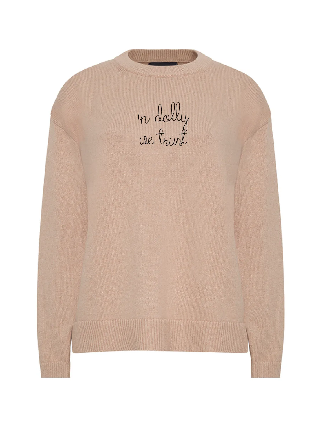 "in dolly we trust" Maxine Sweater sold by Lingua Franca NYC