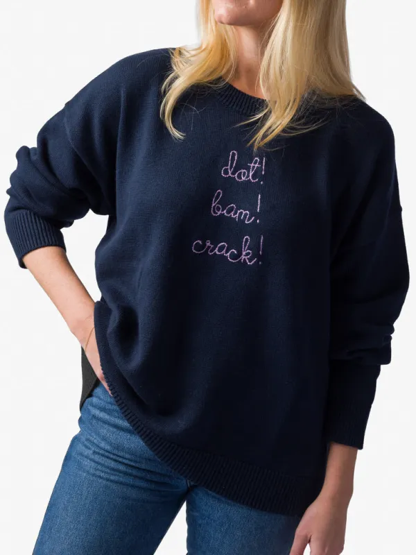 "dot! bam! crack!"  Maxine Sweater sold by Lingua Franca NYC
