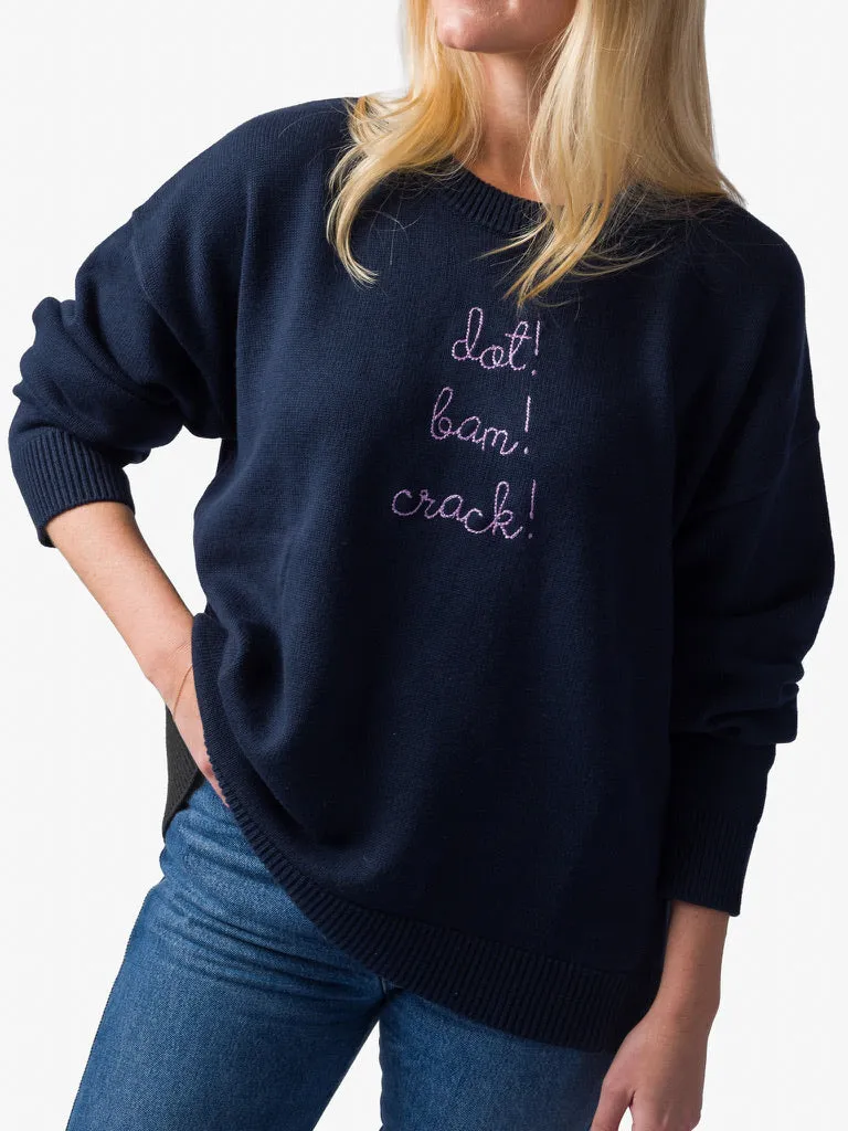 "dot! bam! crack!" Maxine Sweater sold by Lingua Franca NYC