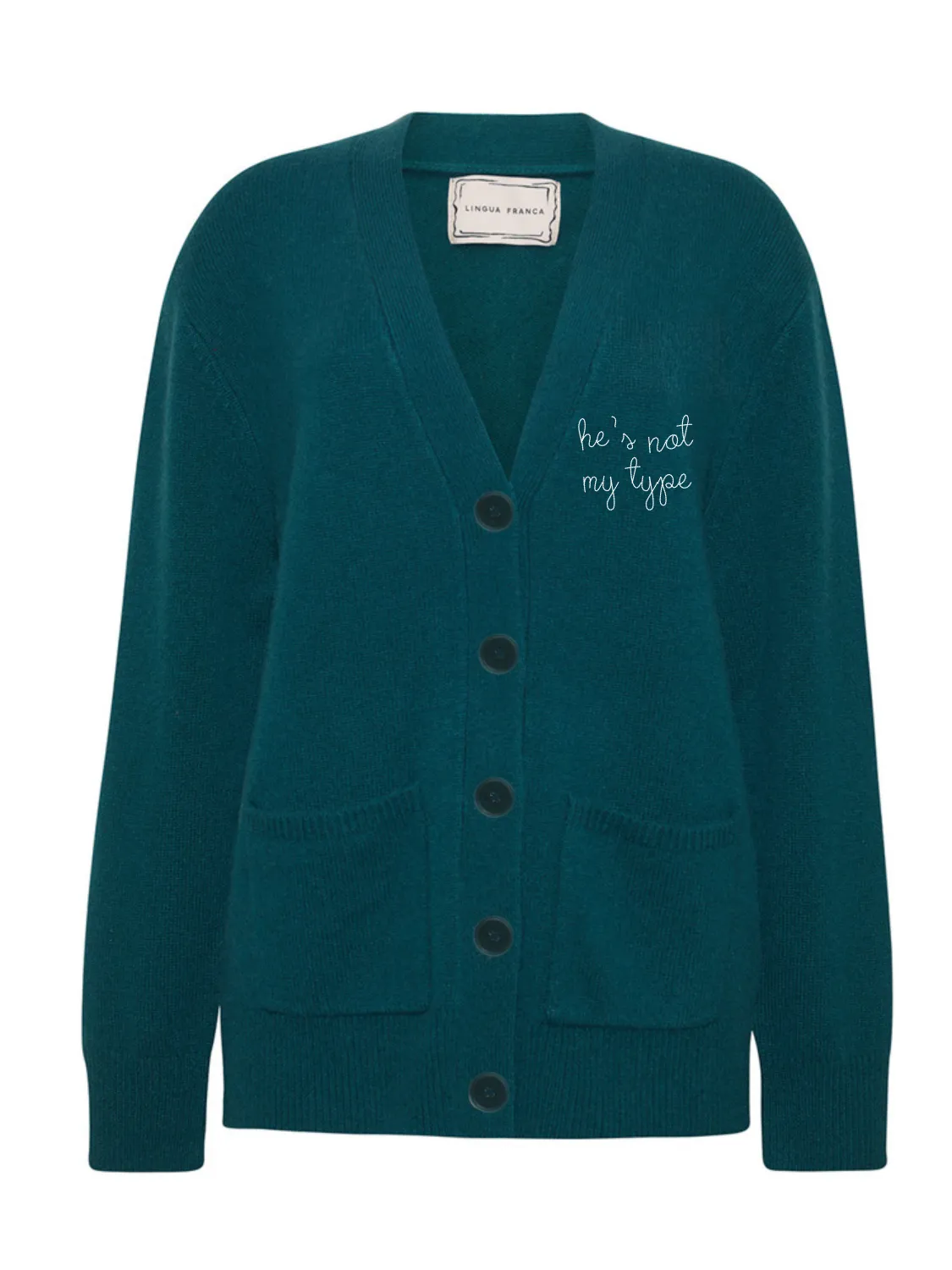 "not my type" Cluny Cardigan sold by Lingua Franca NYC