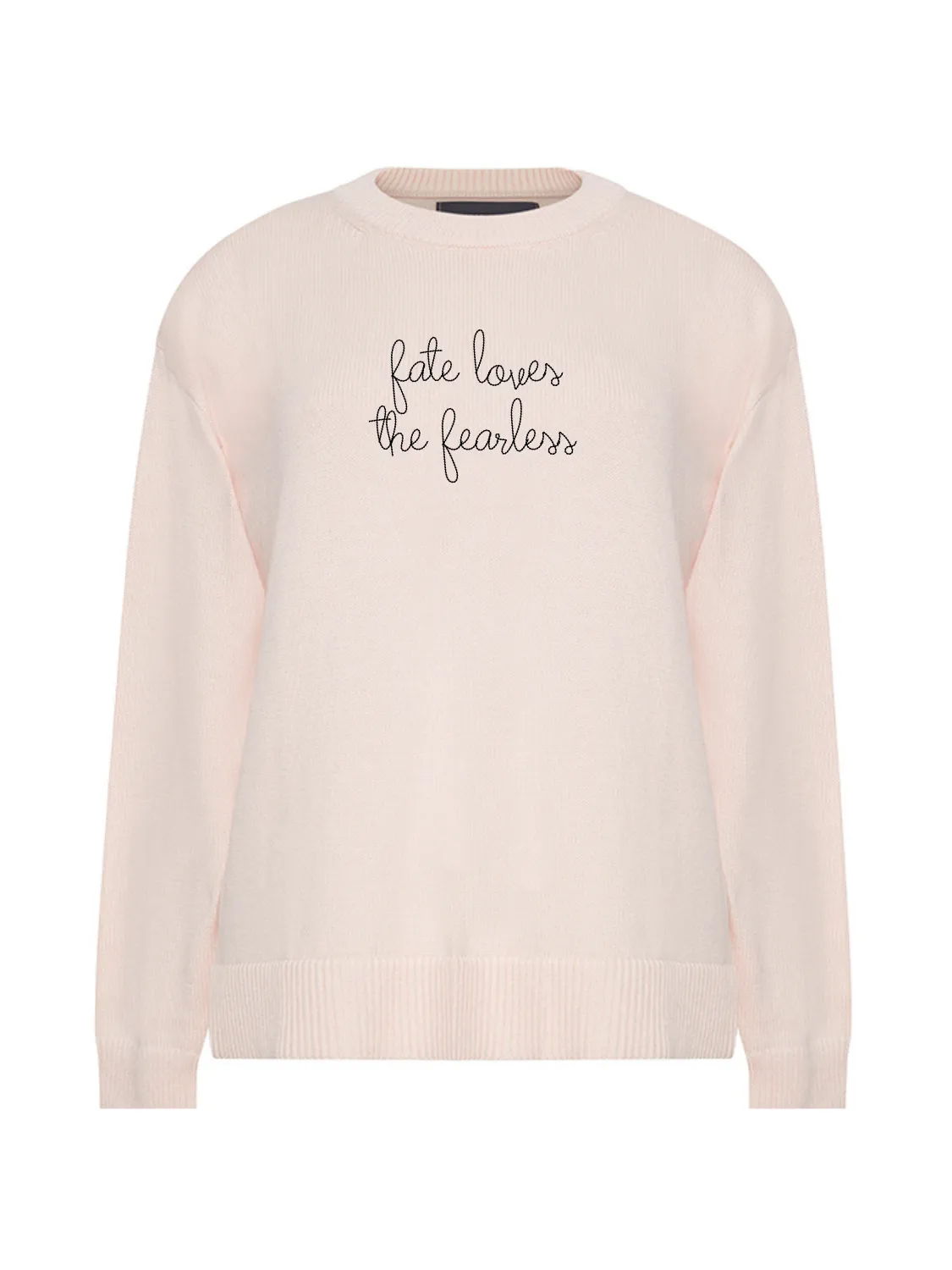 "fate loves the fearless" Maxine Sweater sold by Lingua Franca NYC