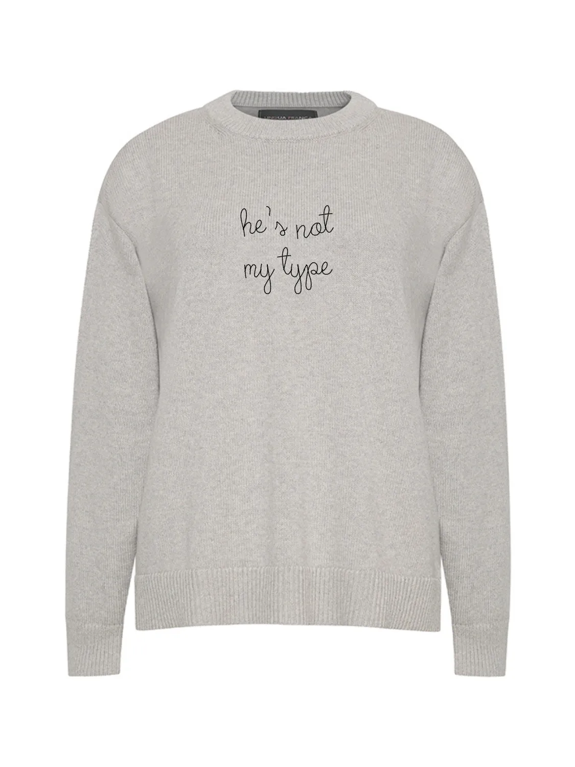 "he's not my type" Maxine Sweater sold by Lingua Franca NYC product image thumbnail 3