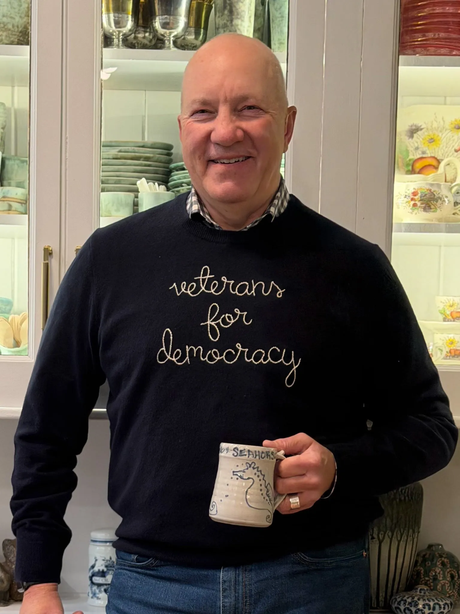 "veterans for democracy" Men's Crewneck sold by Lingua Franca NYC product image thumbnail 2