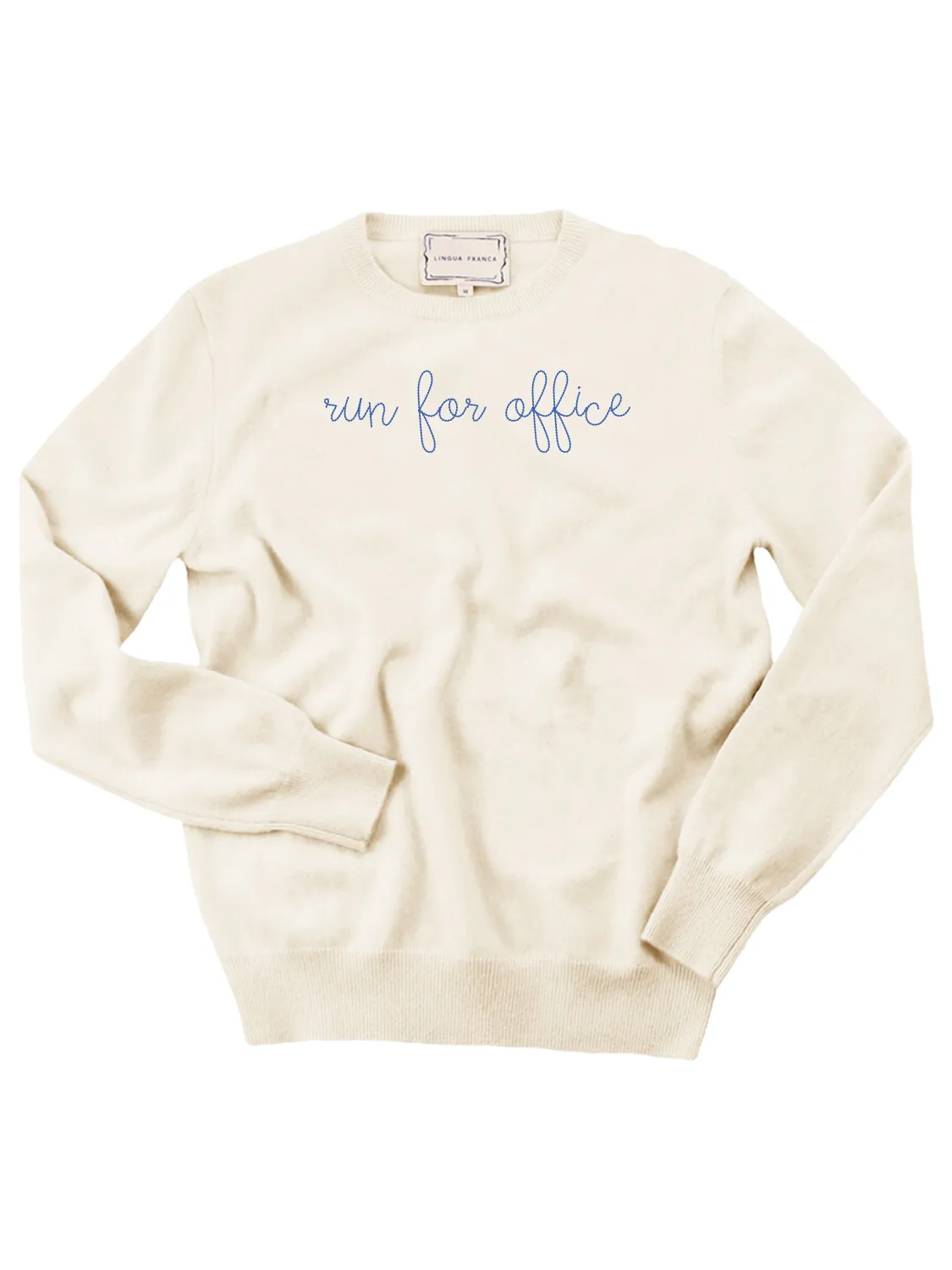 "run for office" Women's Crewneck sold by Lingua Franca NYC product image thumbnail 3