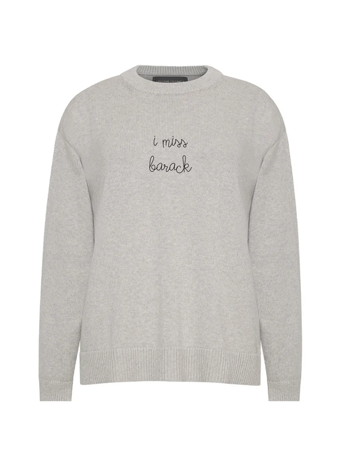 "i miss barack" Maxine Sweater sold by Lingua Franca NYC product image thumbnail 2