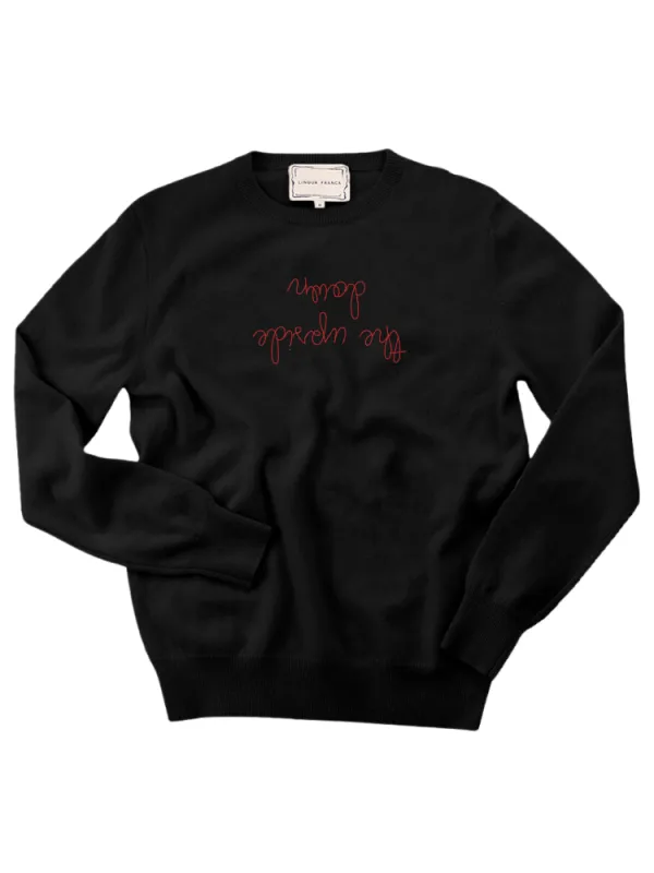 "the upside down" Women's Crewneck made by Lingua Franca NYC