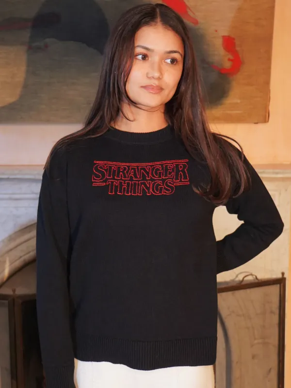 "stranger things logo"  Maxine Sweater sold by Lingua Franca NYC