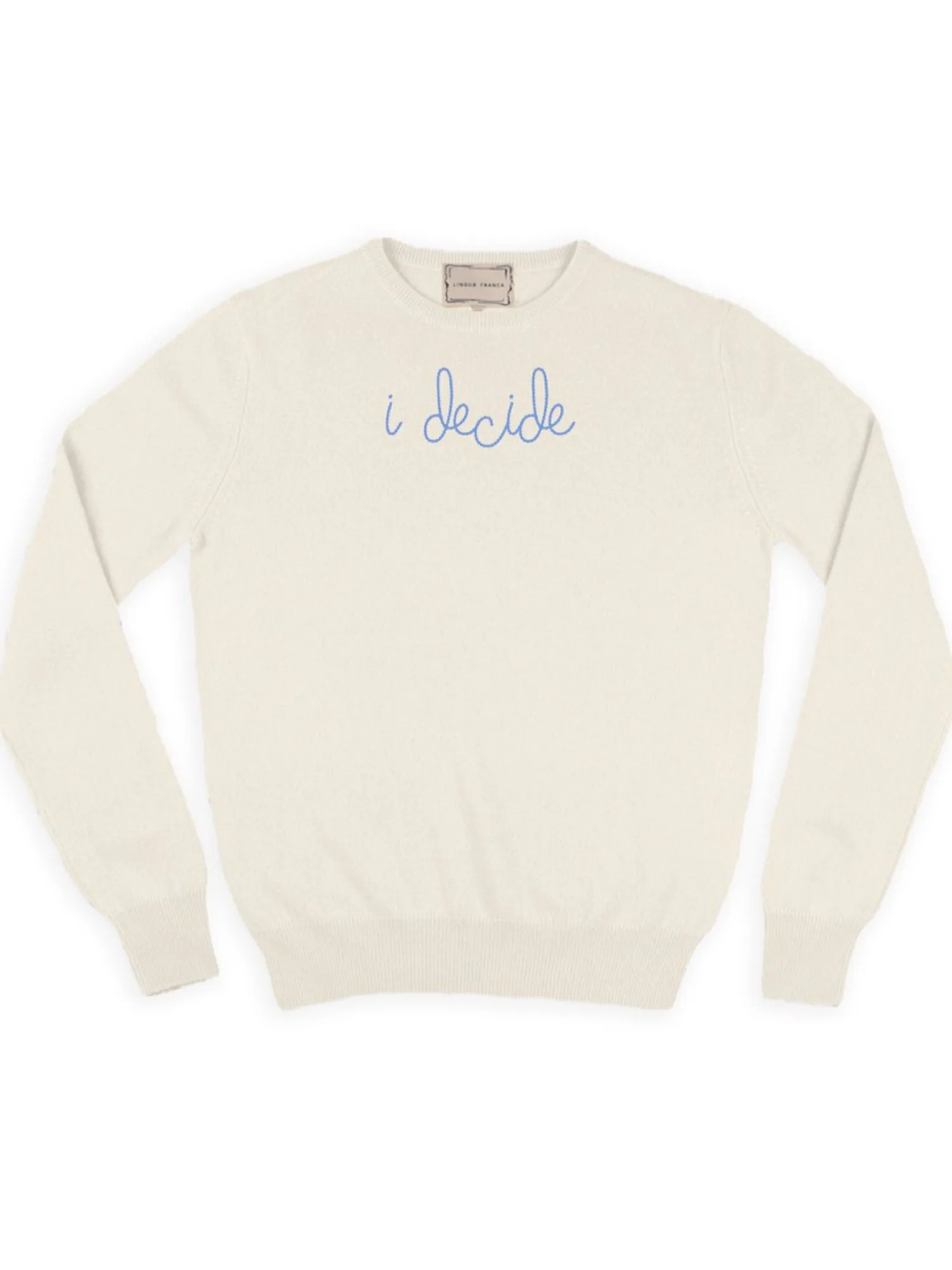 "i decide" Women's Crewneck sold by Lingua Franca NYC product image thumbnail 3