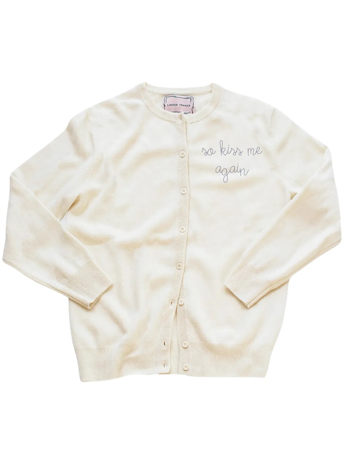 "so kiss me again" Classic Cardigan sold by Lingua Franca NYC product image thumbnail 5