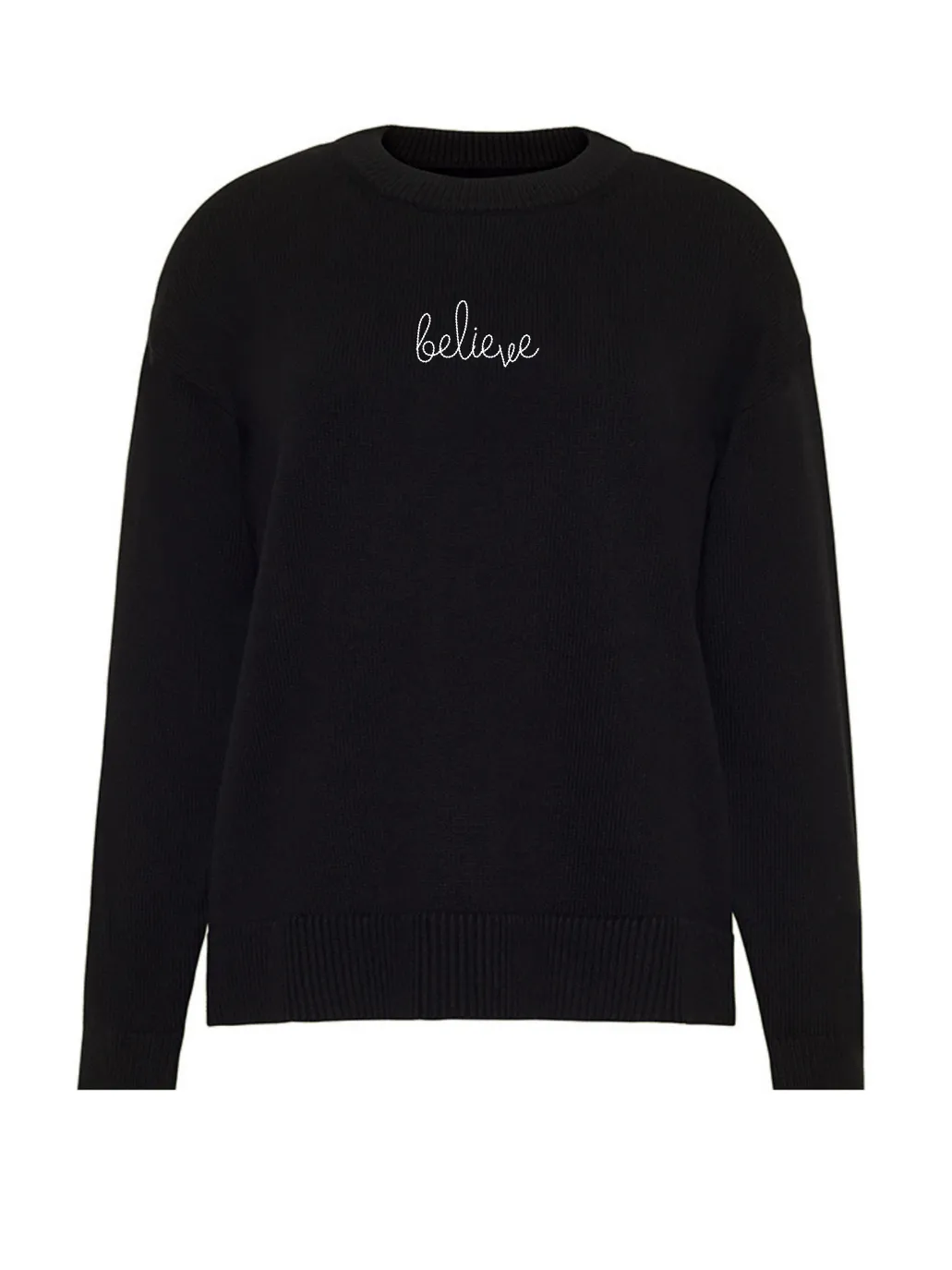 "believe" Maxine Sweater sold by Lingua Franca NYC product image thumbnail 2