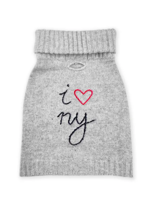 "i heart ny" Dog Sweater made by Lingua Franca NYC
