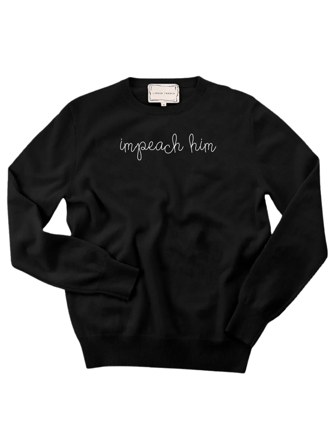 "impeach him" Women's Crewneck sold by Lingua Franca NYC product image thumbnail 3