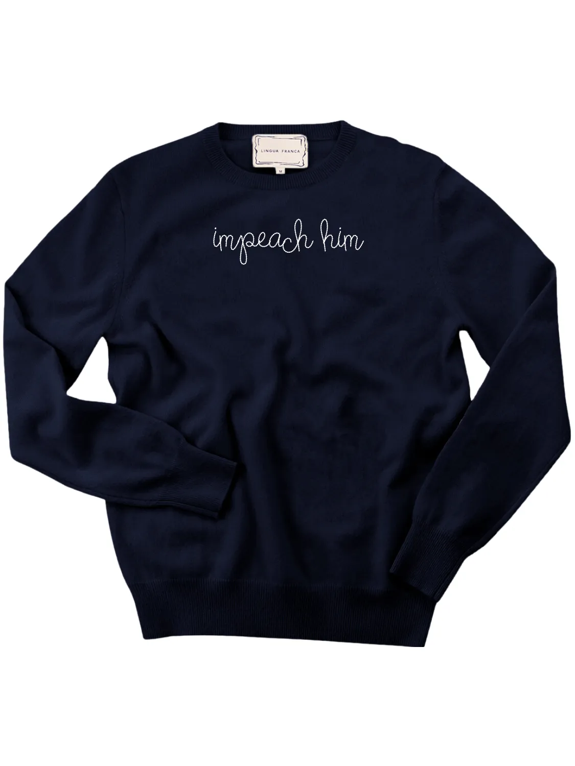 "impeach him" Women's Crewneck sold by Lingua Franca NYC product image thumbnail 5
