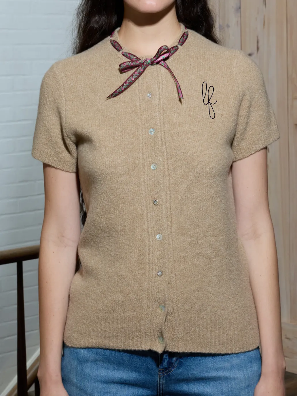 Custom Initial Amalie Cardigan sold by Lingua Franca NYC product image thumbnail 3