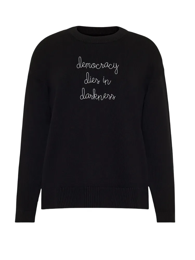 "democracy dies in darkness" Maxine Sweater sold by Lingua Franca NYC product image thumbnail 5