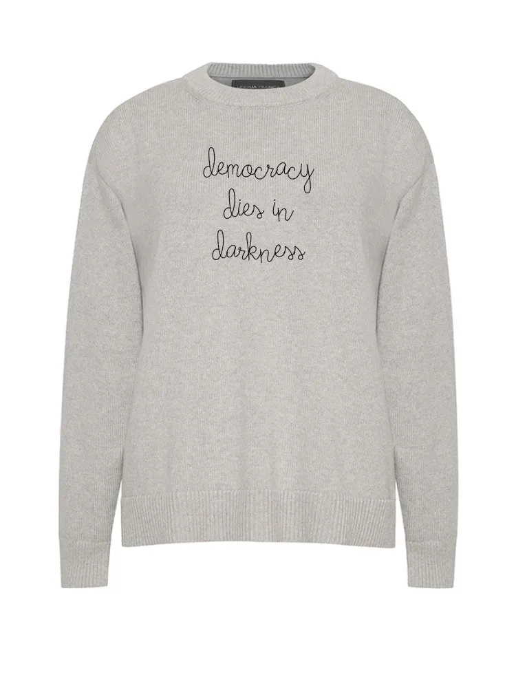 "democracy dies in darkness" Maxine Sweater sold by Lingua Franca NYC product image thumbnail 4