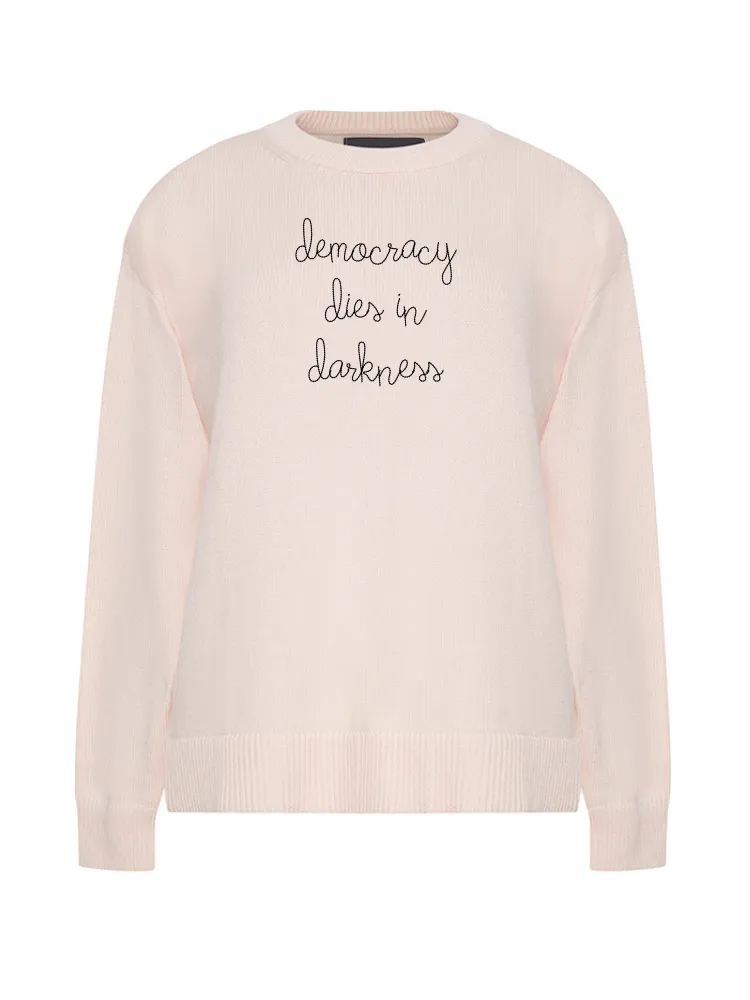 "democracy dies in darkness" Maxine Sweater sold by Lingua Franca NYC product image thumbnail 2