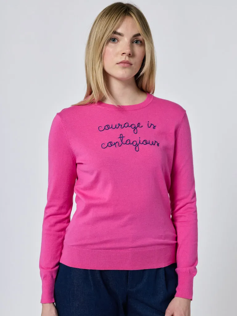 "courage is contagious" Cotton Silk Crewneck sold by Lingua Franca NYC