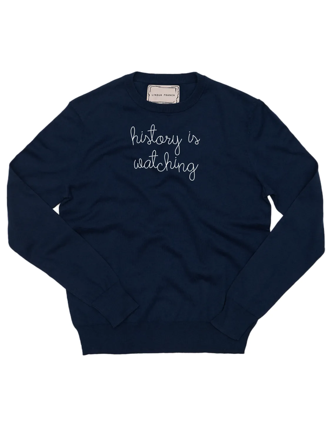 "history is watching" Cotton Silk Crewneck sold by Lingua Franca NYC product image thumbnail 2