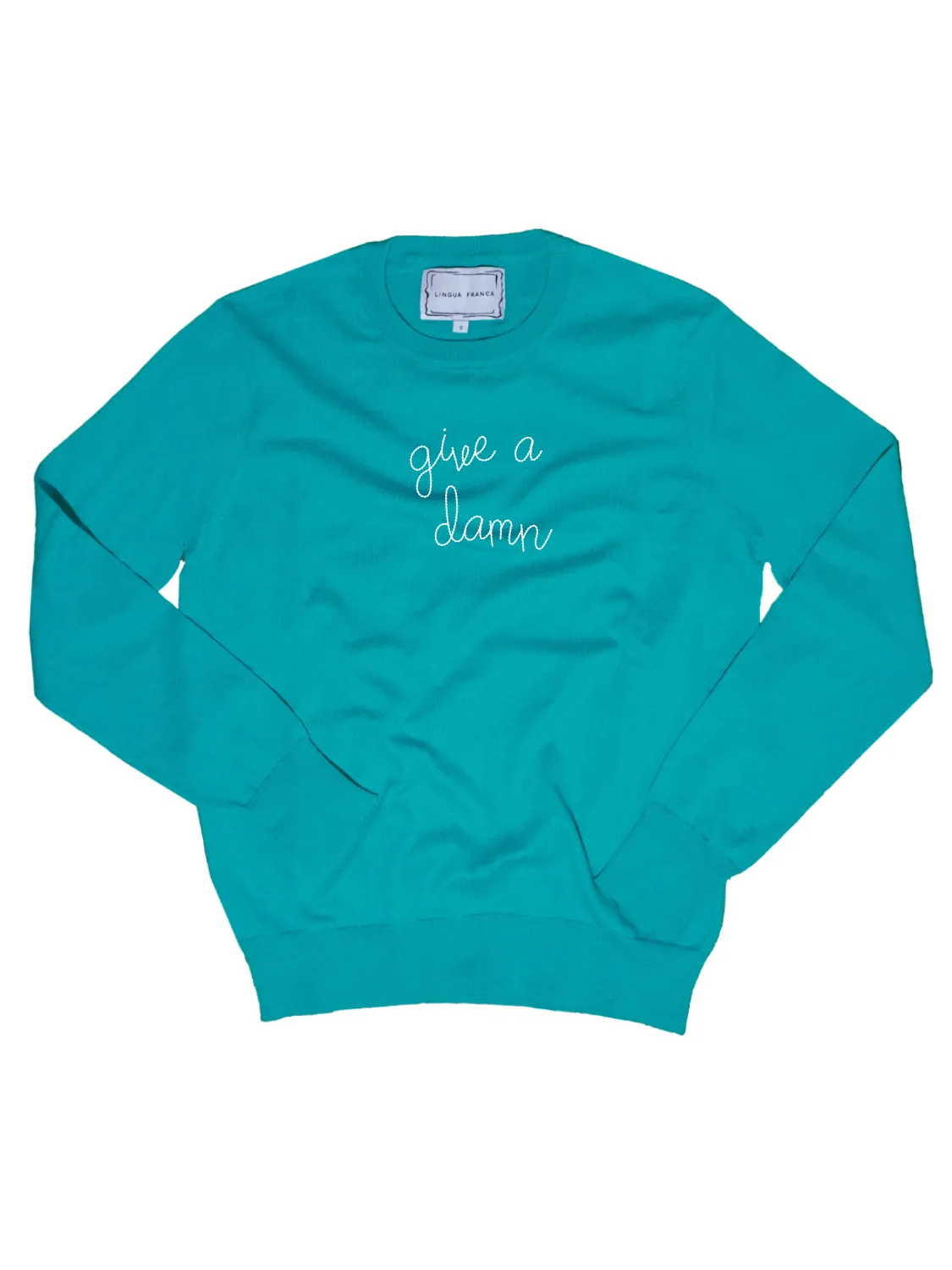 "give a damn" Cotton Silk Crewneck sold by Lingua Franca NYC product image thumbnail 4