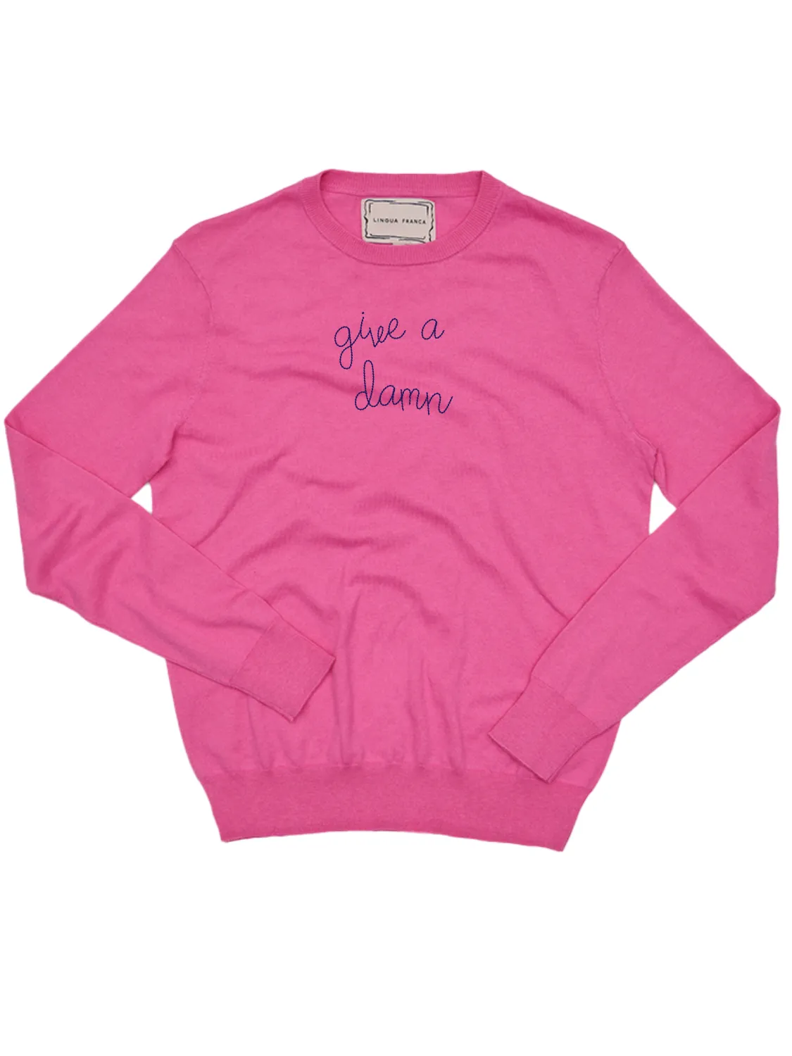 "give a damn" Cotton Silk Crewneck sold by Lingua Franca NYC product image thumbnail 2