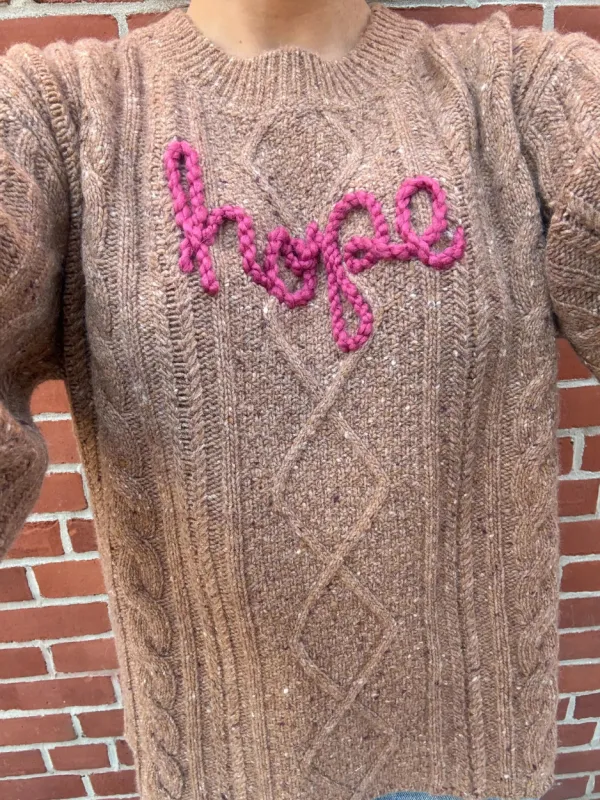 "hope" Bianca Crewneck sold by Lingua Franca NYC