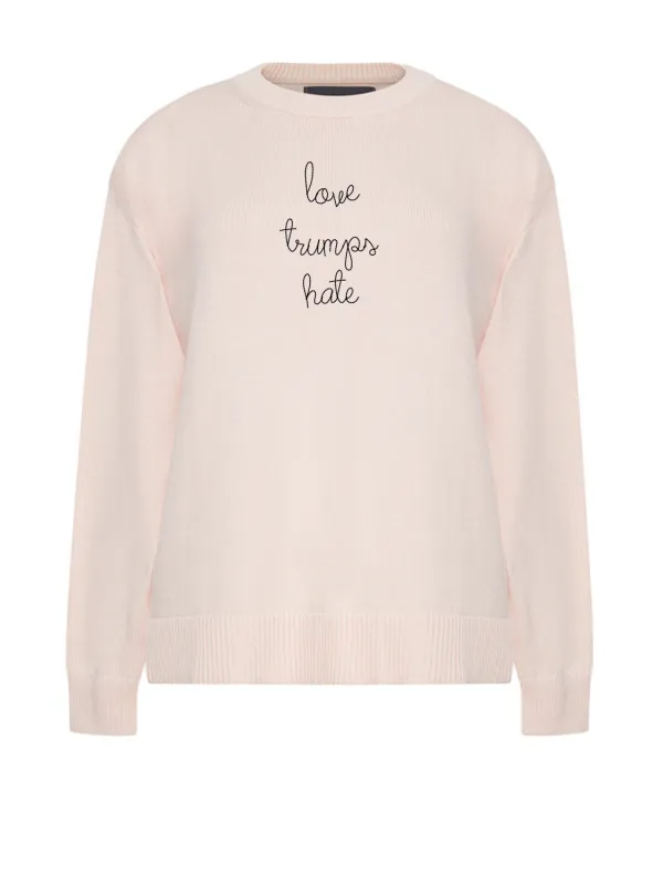 "love trumps hate" Maxine Sweater made by Lingua Franca NYC