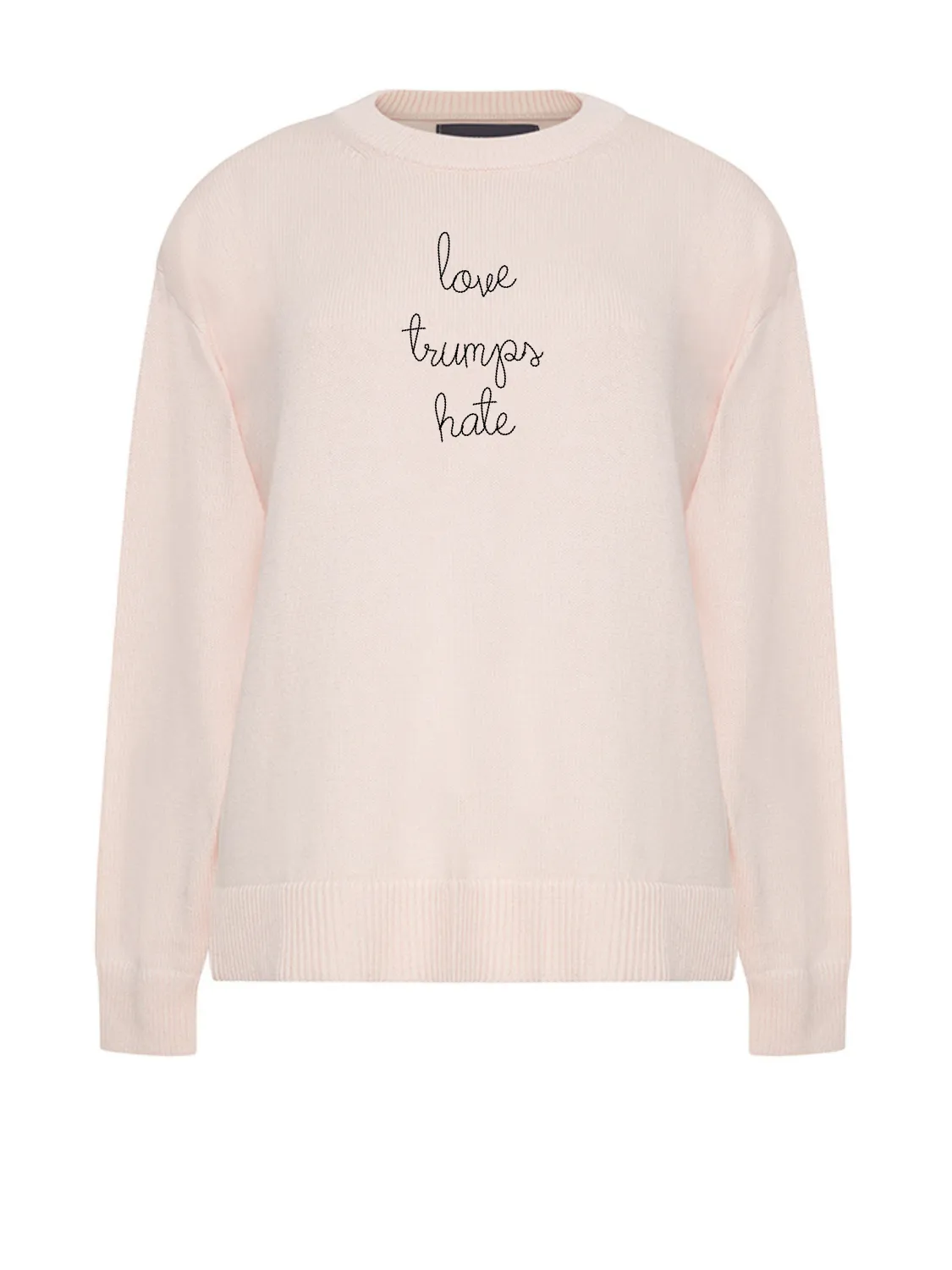 "love trumps hate" Maxine Sweater sold by Lingua Franca NYC