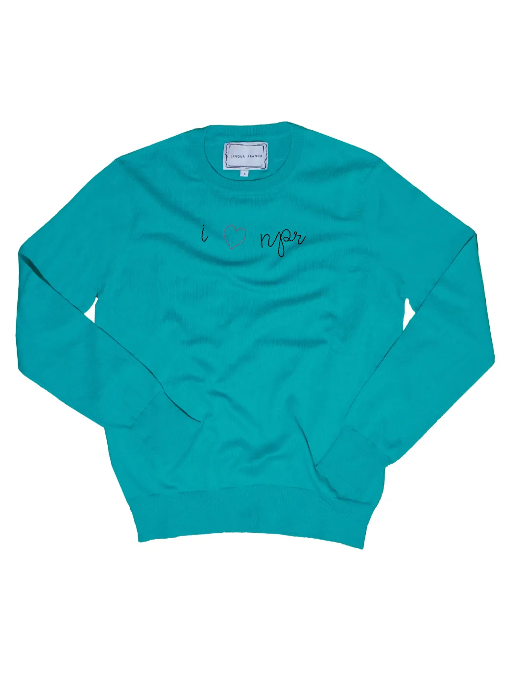 "i heart npr" Cotton Silk Crewneck sold by Lingua Franca NYC product image thumbnail 3