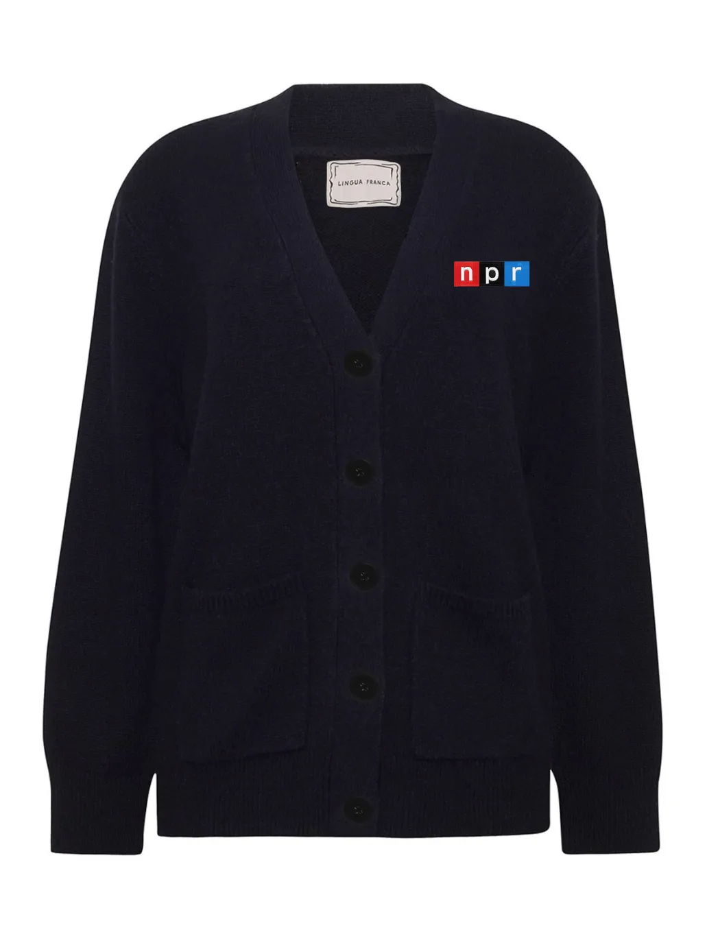 "npr block logo" Cluny Cardigan sold by Lingua Franca NYC product image thumbnail 2