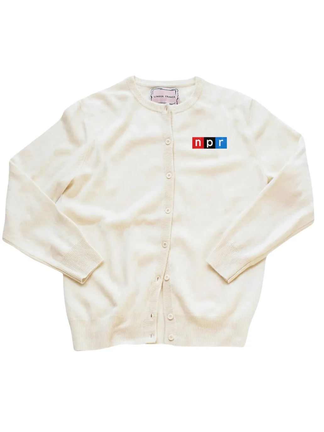 "npr block logo"Classic Cardigan sold by Lingua Franca NYC